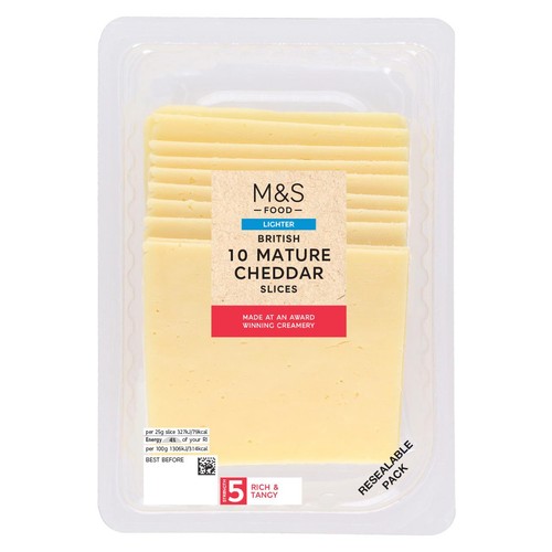 M&S British Lighter Mature Cheddar 10 Slices