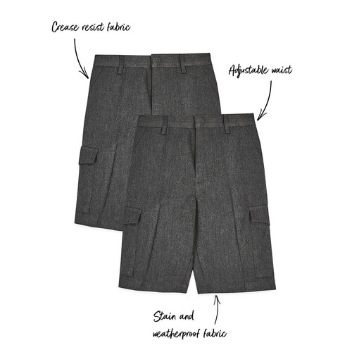 M&S Boys Regular Leg Cargo School Shorts, 4-5 Years, Grey