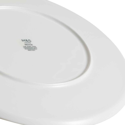 M&S Straight Sided China Dinner Plate, White