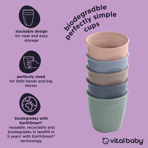 Vital Baby Hydrate Perfectly Simple Cups 5pk - natural