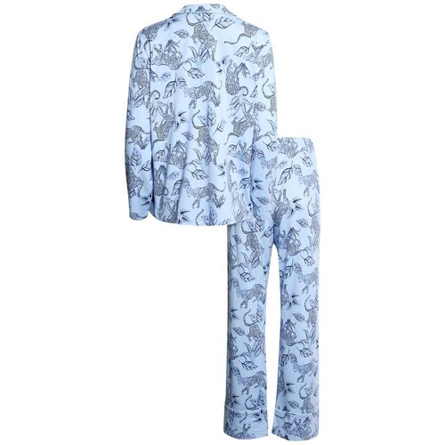 M&S Womens Soft Touch Printed Revere Pyjama Set, Medium, Navy Mix