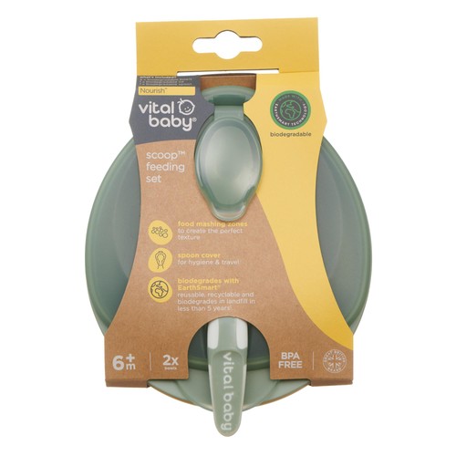 Vital Baby Nourish Scoop Feeding Set 2pk - natural moss