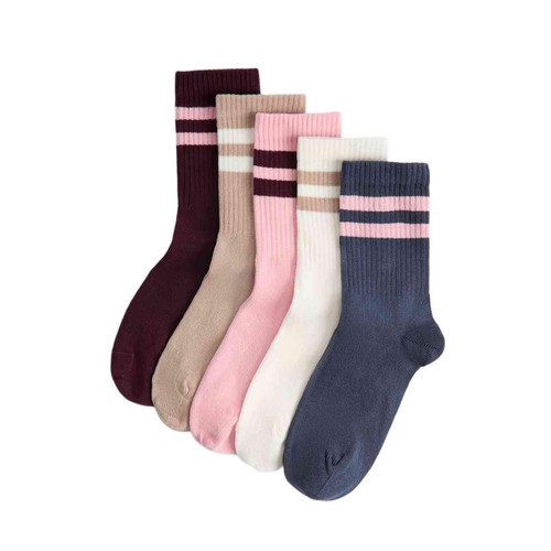 M&S Coloured Sports Ankle Stripe Socks, 6-8, Multi