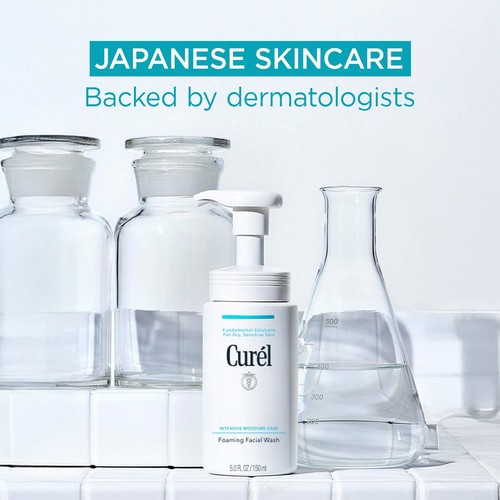 Curel Foaming Facial Wash for Dry, Sensitive Skin