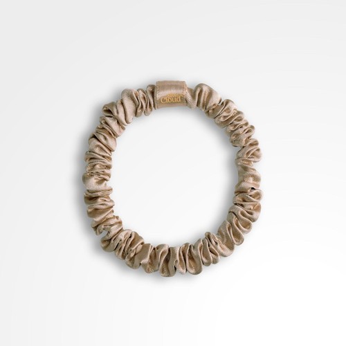 Silver Cloud 5 Caramel Skinny Satin Scrunchies