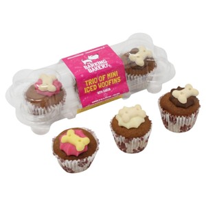 The Barking Bakery Trio of Mini Woofins Dog Treat Muffins, Iced