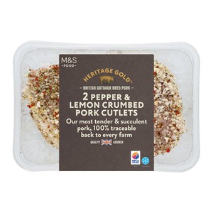 M&S Heritage Gold British Outdoor Bred 2 Pepper & Lemon Crumed Pork Cutlets