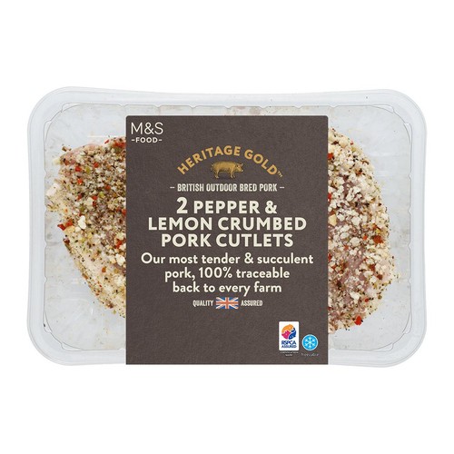 M&S Heritage Gold British Outdoor Bred 2 Pepper & Lemon Crumed Pork Cutlets