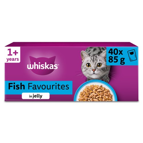 Whiskas 1+ Adult Wet Cat Food Pouches Fish Favourites in Jelly 