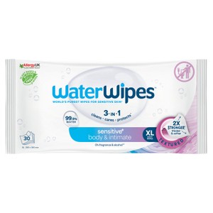 WaterWipes Sensitive+ Baby & Toddler Wipes, 3-In-1 Cleans, Cares, Protects, 99.9% Water, Textured Clean, Unscented, 60 Count