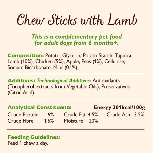 Lily's Kitchen Chew Sticks with Lamb for Dogs