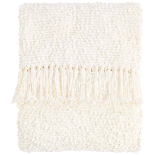 M&S Pure Cotton Boucle Throw, Cream