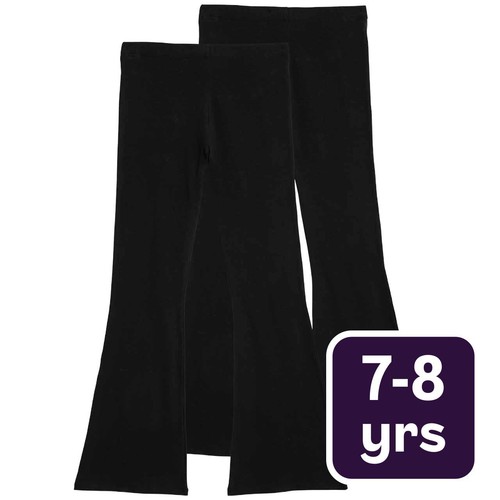 M&S Girls Cotton Flared Leggings,7-8 Years, Black
