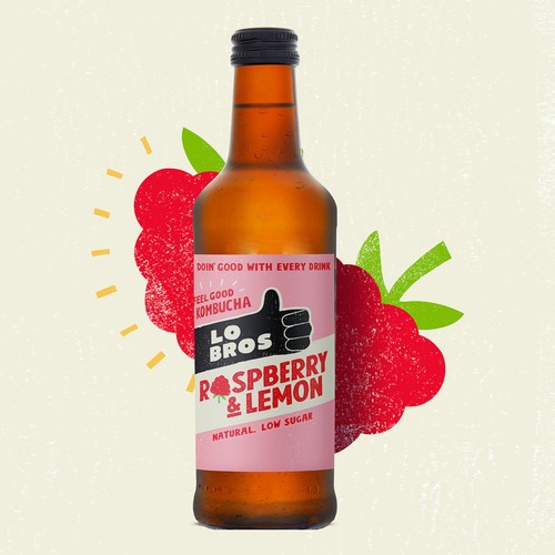 Lo Bros Kombucha Raspberry & Lemon Low Sugar