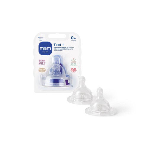 MAM Silicone Bottle Teats Slow Flow 0+ Months Level Ocado