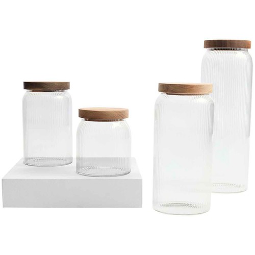 M&S Medium Ribbed Glass Storage Jar