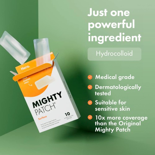 Hero Mighty Patch Surface Spot Patches, 10 Hydrocolloid Acne Patches