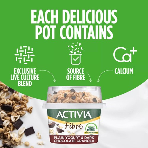 Activia Fibre Natural Yoghurt & Dark Chocolate Granola Pot with Spoon