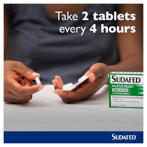 Sudafed Mucus Relief Triple Action Cold & Flu Tablets