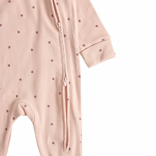 M&S Heart Footless Sleepsuit, 6-9 M, Blush