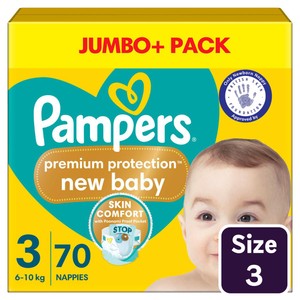 Pampers New Baby Nappies, Size 3 (6-10kg) Jumbo+ Pack
