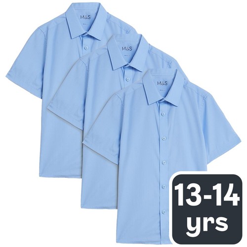M&S Boys 3 Pack Regular Fit Shirt, 13-14
