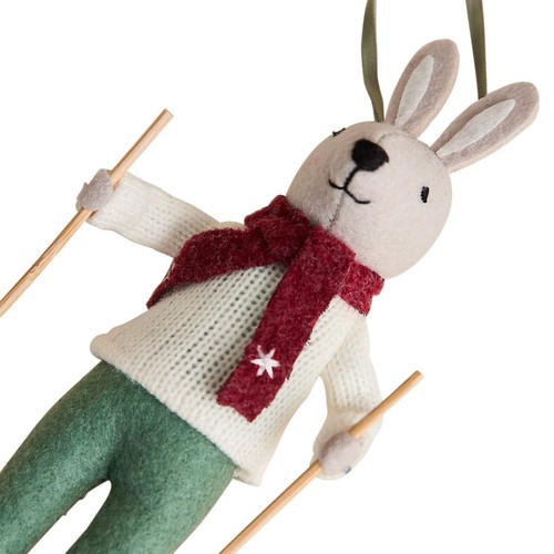 M&S Felt Skiing Rabbit, White Mix