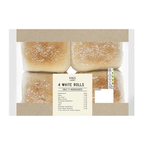 M&S Only 9 Ingredients 4 White Rolls