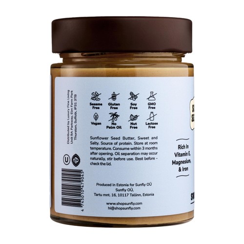 SUNFLY Sunflower Seed Butter, Sweet and Salty Spread