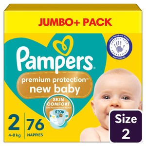 Pampers New Baby Nappies, Size 2 (4-8kg) Jumbo+ Pack