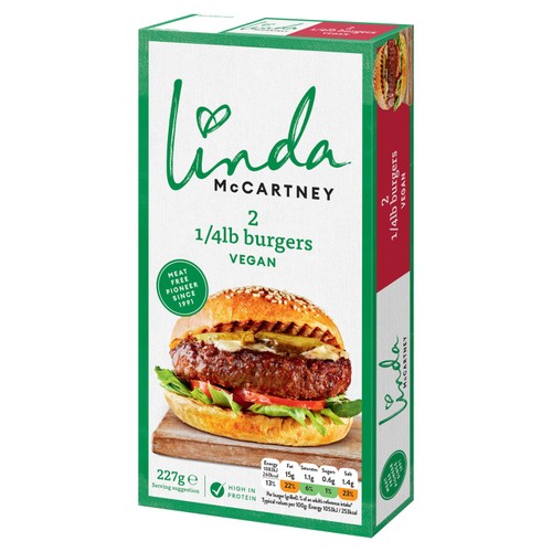 Linda McCartney 2 Vegetarian Quarter Pounders Frozen