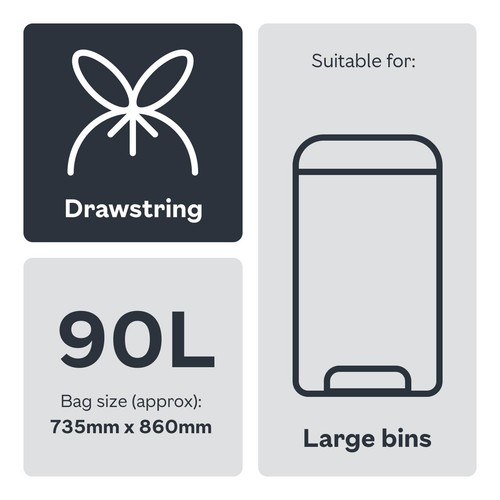 Ocado Large Black Drawstring Refuse Sacks