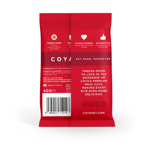 COYA Freeze-Dried Raw Adult Dog Treats Beef