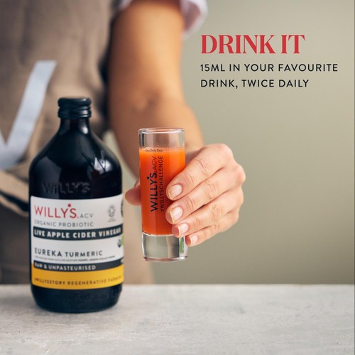 Willy's Organic Live Turmeric Apple Cider Vinegar with 'The Mother'