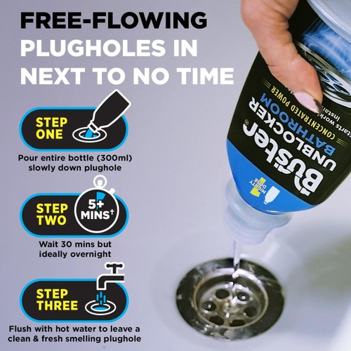 Buster Bathroom Drain Unblocker Mighty 1 Dose