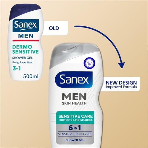 Sanex Men Skin Health Sensitive 6 in 1 Body Wash Shower Gel