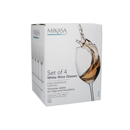 Mikasa Julie 16.5oz White Wine Glasses Set of 4