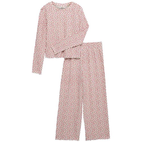 M&S Girls Strawberry Patterned Cosy Pyjamas 7-8 Years 