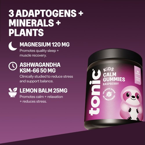 Tonic Health Kids Calm Gummy 3-12 Yrs x 30 Raspberry