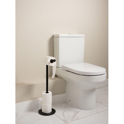 Addis Free Standing Metal Toilet Roll Holder, Black
