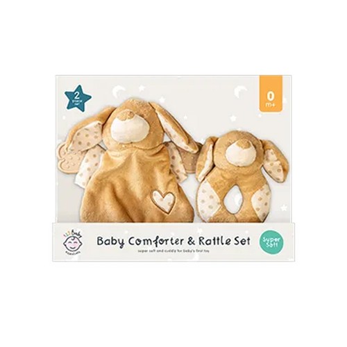 123 Baby Baby Comforter & Plush Rattler Set Bunny