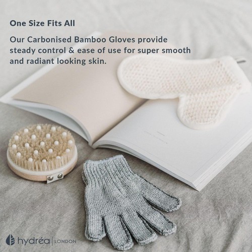 Hydrea London Bamboo Carbonised Exfoliating Shower Gloves