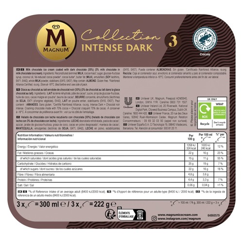 Magnum Collection Intense Dark Chocolate Ice Cream Sticks
