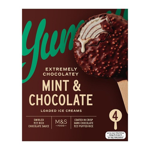 M&S 4 Mint & Chocolate Loaded Ice Creams