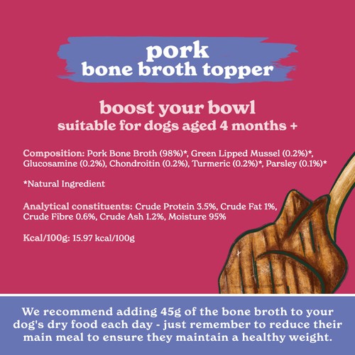 Forthglade Bone Broth Topper for Dogs, Juicy Pork