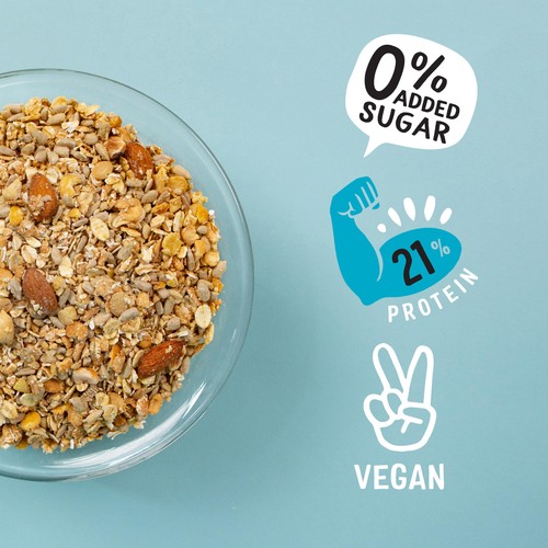 High Protein Low Sugar High Fibre Crunch Granola Hazelnut, Almond, Seeds