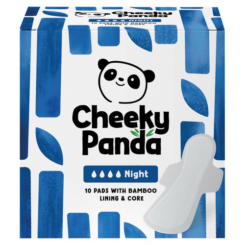 Cheeky Panda Night Period Pads with Biodegradable Bamboo Lining and Core