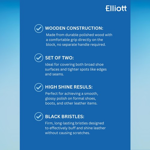 Elliotts Wooden Black Shoe Brushes Set of 2