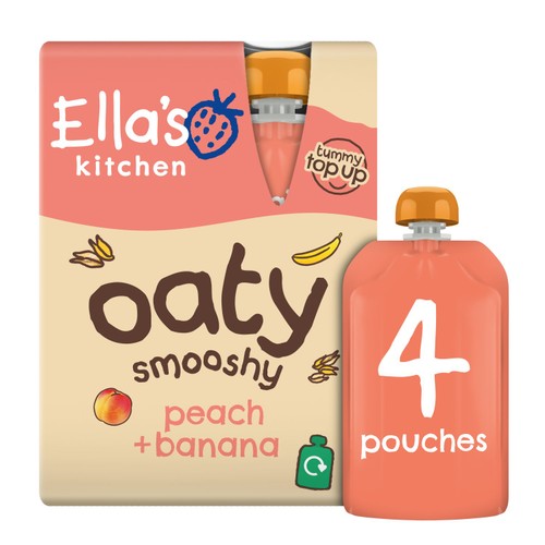 Ella's Kitchen Oaty Peach & Banana Smoothie Multipack Baby Pouch 12+ Months