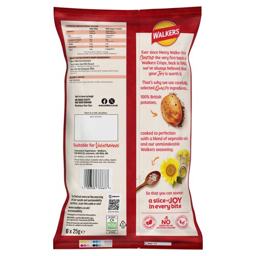 Walkers Ready Salted Multipack Crisps 6x25g